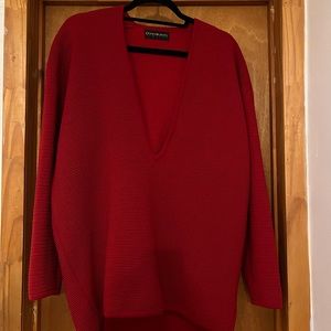 Donna Karan New York 100% Merino Wool Red Sweater